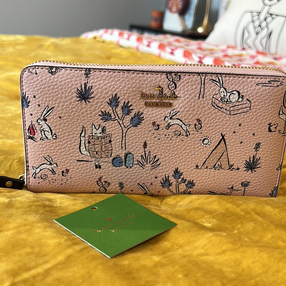 Kate Spade New York Desert Muse Pearl Pink  Lacey Continental Zipper Wallet, NWT